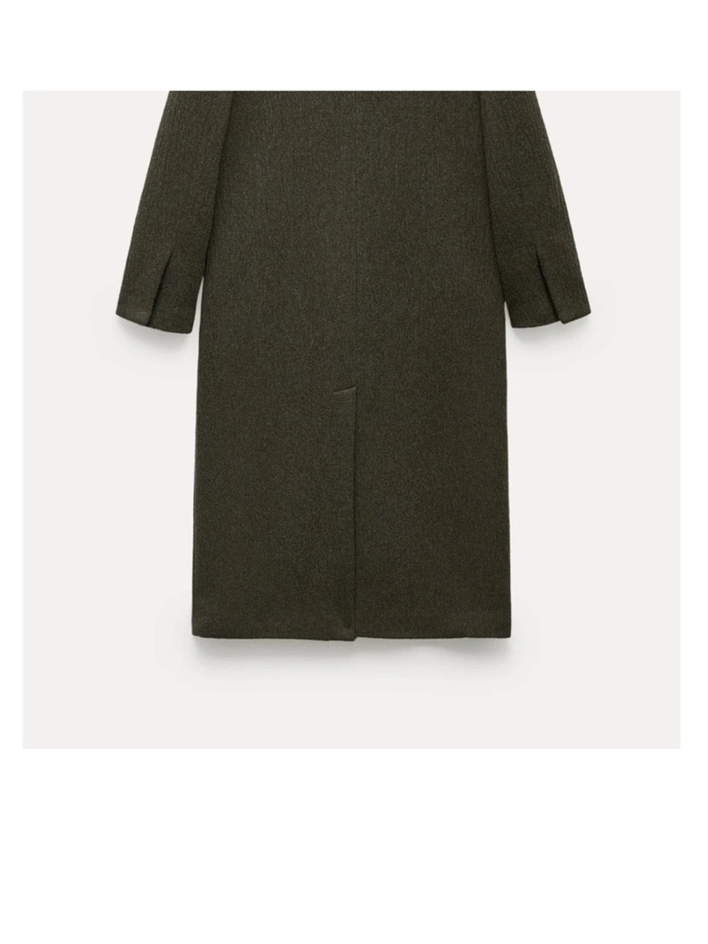Zara Manteco Wool Blend Longline Coat Olive Green Minimalist XS - Picture 3 of 14